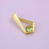 Faceted Quartz Green Amethyst Gemstone Pendant Charms, Gold Plated Connectors.