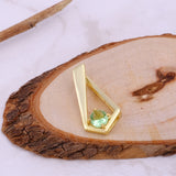 Faceted Quartz Green Amethyst Gemstone Pendant Charms, Gold Plated Connectors.