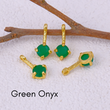 Gold Plated Green Onyx Pendant: Prong Set Gemstone Connector.